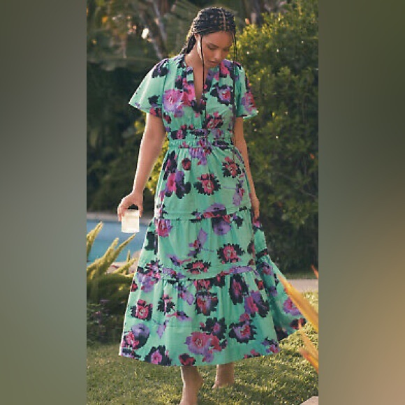 NWOT Anthropologie The Somerset Maxi Dress in Turquoise Size Small - Picture 3 of 14